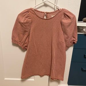 Madewell patterned blouse boho dusty red color